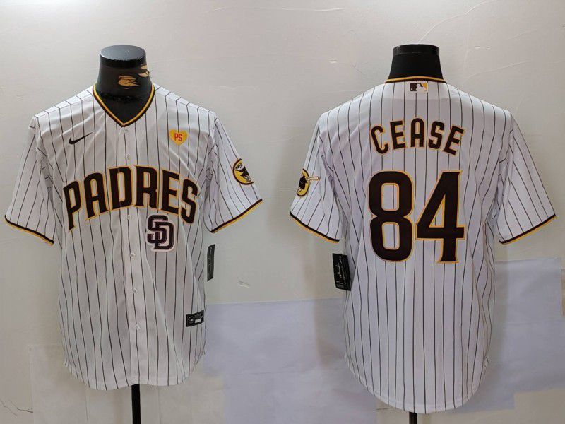 Men San Diego Padres #84 Cease White stripe Game 2024 Nike MLB Jersey style 1->san diego padres->MLB Jersey